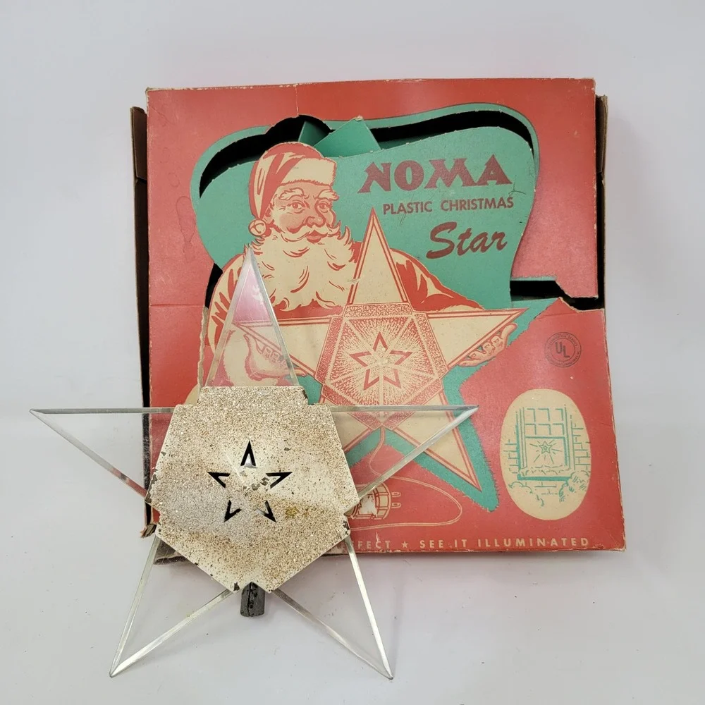 Vintage NOMA Plastic Christmas Star Tree Topper MCM Original Box